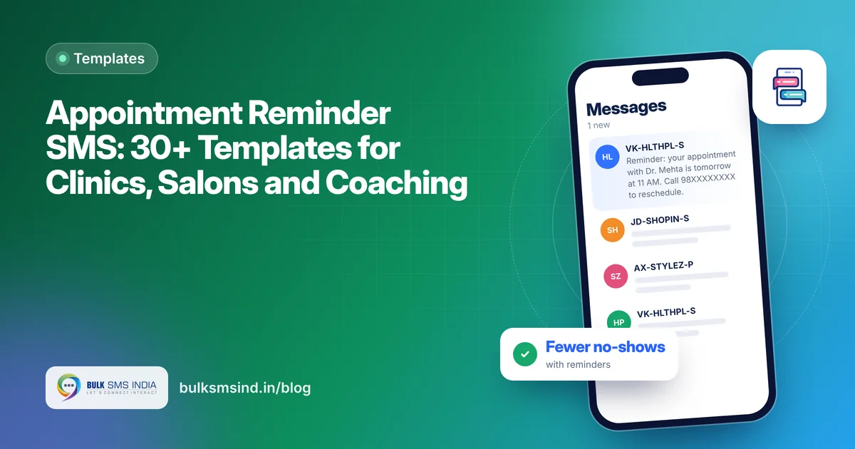 Appointment Reminder SMS: 30+ Templates for Clinics, Salons and Coaching – appointment reminder sms guide by Bulk SMS India