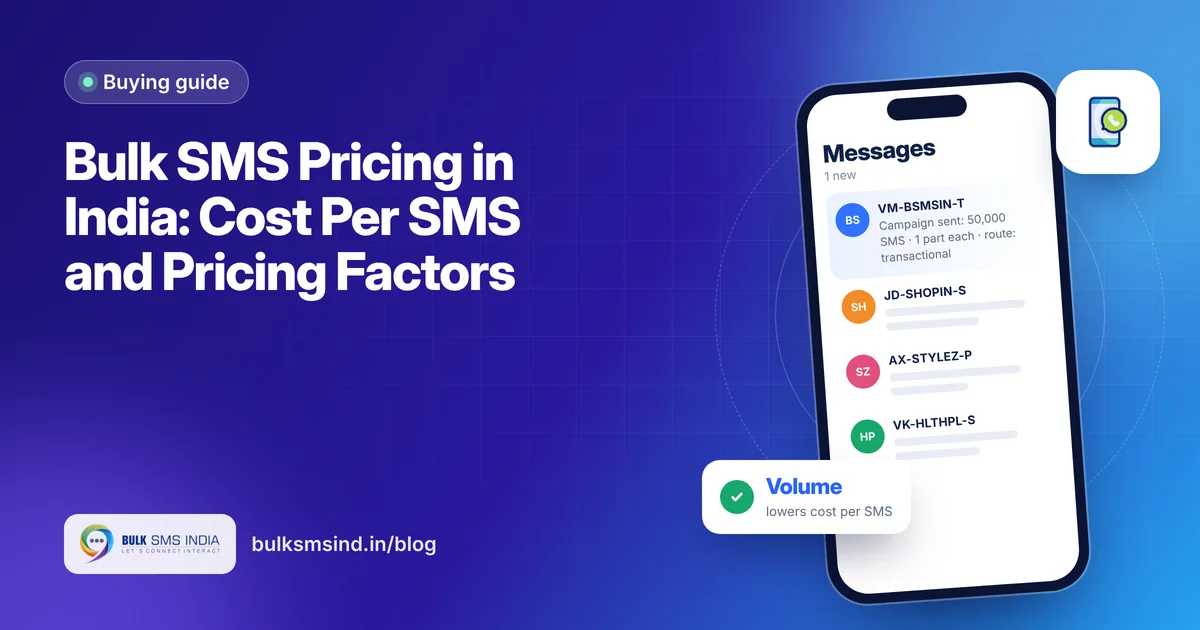 Bulk SMS Pricing in India: Cost Per SMS and Pricing Factors – bulk sms pricing India guide by Bulk SMS India