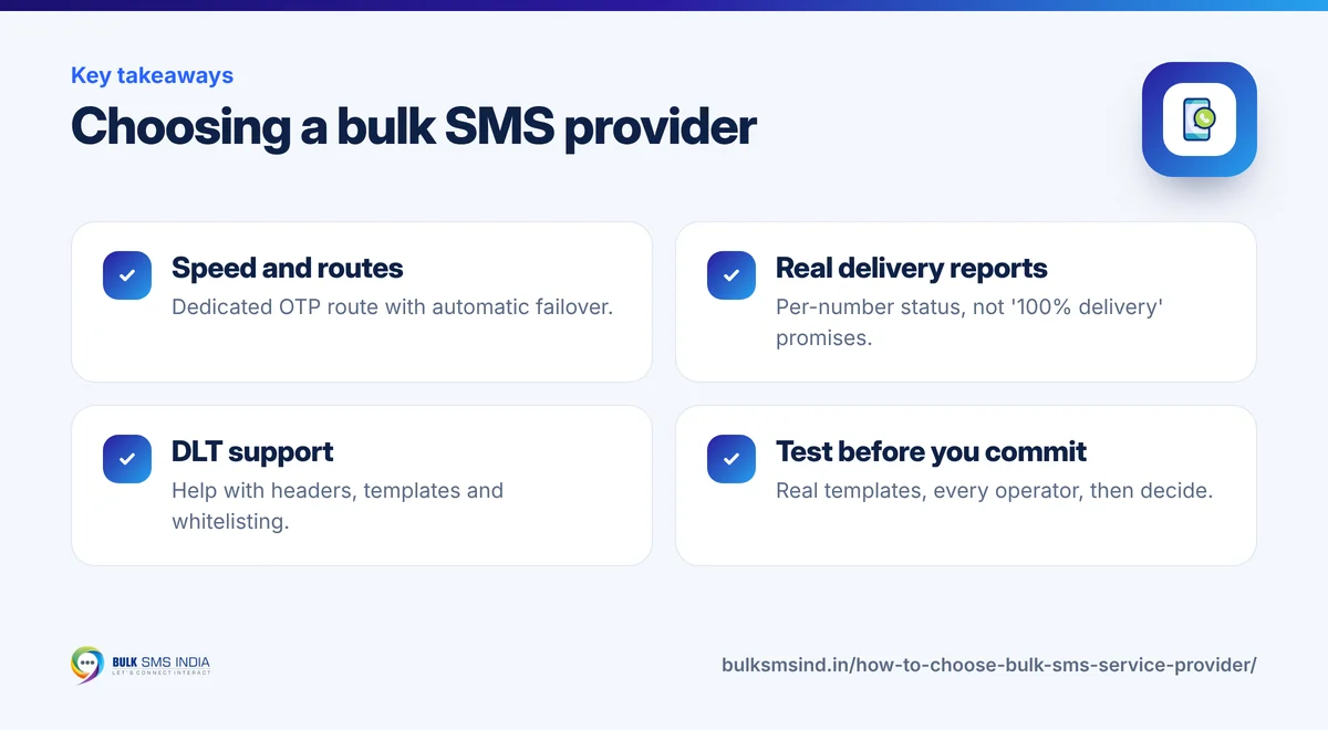 Infographic: Choosing a bulk SMS provider – key takeaways from Bulk SMS India