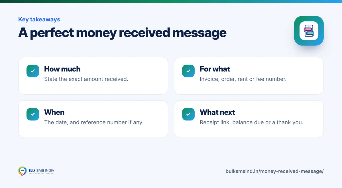 Infographic: A perfect money received message – key takeaways from Bulk SMS India