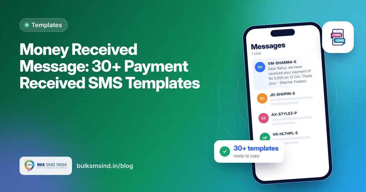 Money Received Message: 30+ Payment Received SMS Templates – money received message guide by Bulk SMS India