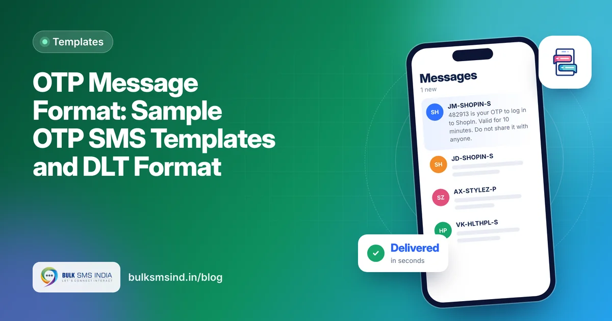 OTP Message Format: Sample OTP SMS Templates and DLT Format – otp message format guide by Bulk SMS India