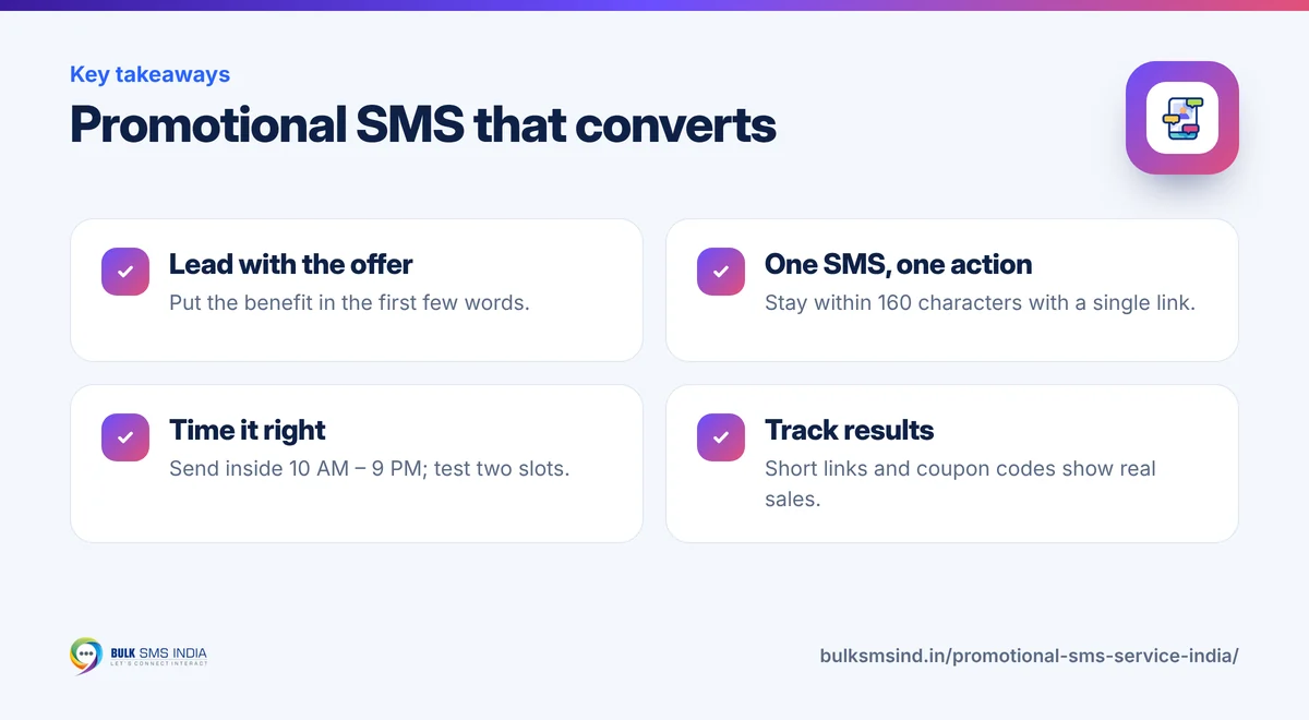 Infographic: Promotional SMS that converts – key takeaways from Bulk SMS India