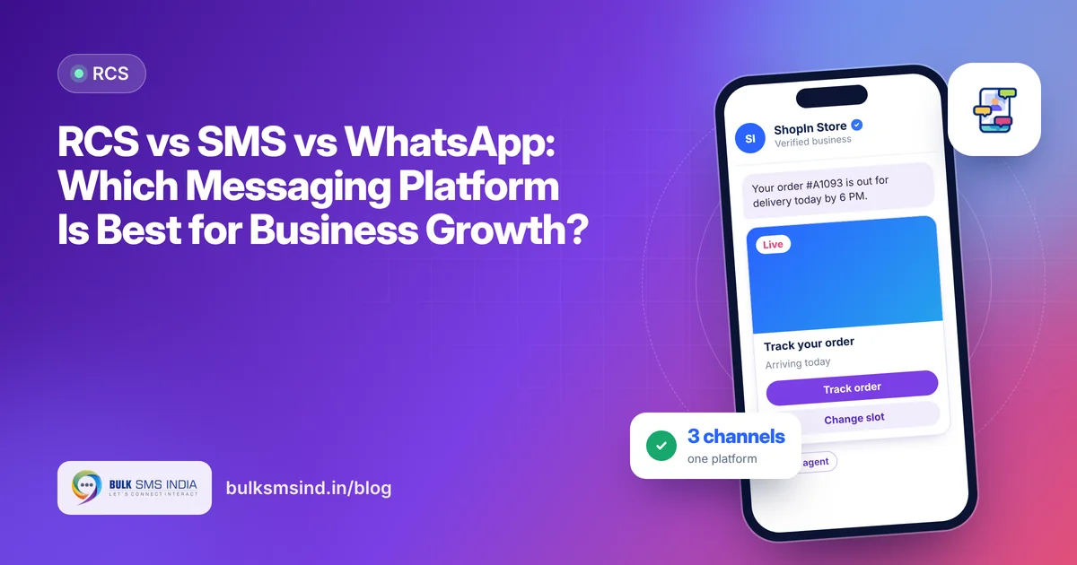 RCS vs SMS vs WhatsApp: Which Messaging Platform Is Best for Business Growth? – RCS vs SMS vs WhatsApp guide by Bulk SMS India