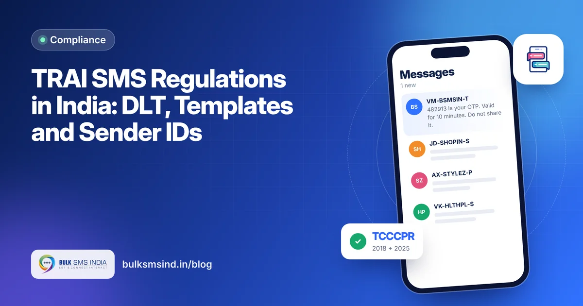 TRAI SMS Regulations in India: DLT, Templates and Sender IDs – TRAI SMS regulations guide by Bulk SMS India