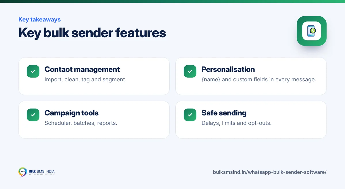 Infographic: Key bulk sender features – key takeaways from Bulk SMS India